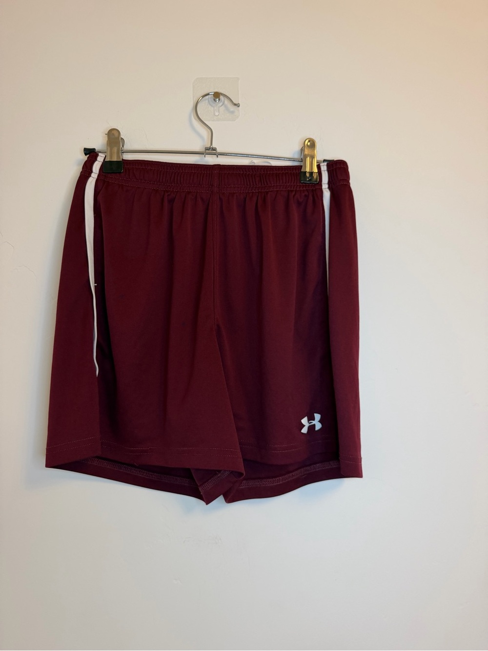 Under Armour Men's Burgundy Athletic Shorts with White Accents